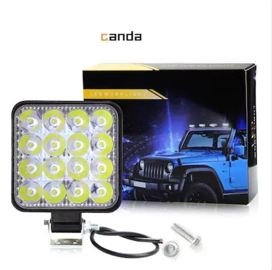 16 LED Kare Çalışma Lambası 12-24V 48W Off Road Traktör İş Makinesi Tekne