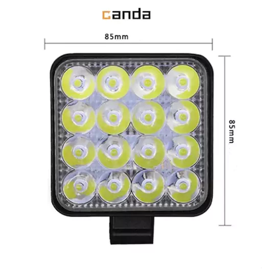 16 LED Kare Çalışma Lambası 12-24V 48W Off Road Traktör İş Makinesi Tekne