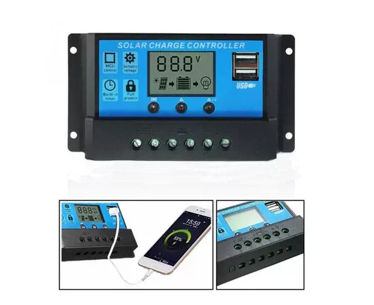 20A Dijital Solar Şarj Akü Kontrol Paneli Güneş Enerjisi USB