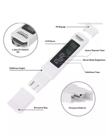 Multifonksiyonel Tds Iletkenlik Ölçer Ec Metre Yeni Model