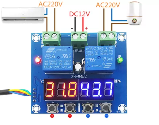 XH-M452 Dijital Nem Sıcaklık Kontrol Kuluçka Termostat DC 12V 10A