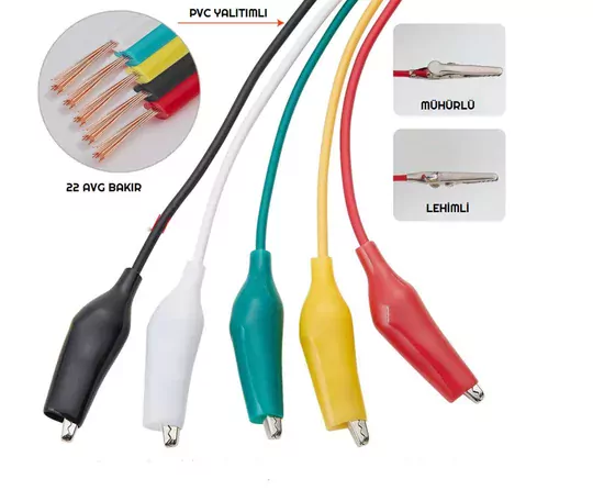10'lu Krokodil Kablo Timsah Ağızlı Kıskaç Timsah Ağzı 50cm