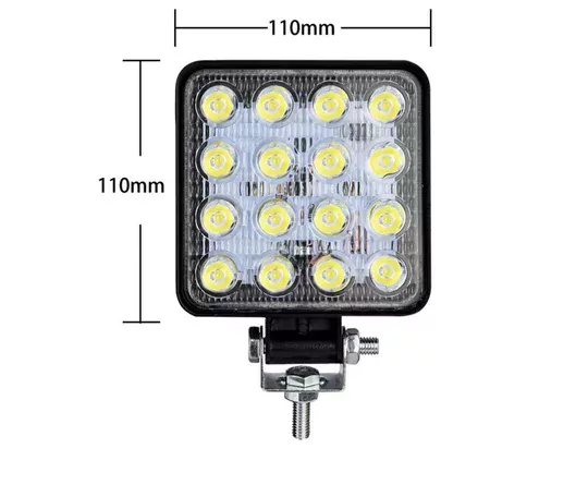 16 LED Kare Çalışma Lambası 110x110mm Off Road Traktör Tekne