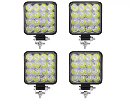 16 LED Kare Çalışma Lambası 110x110mm Off Road Traktör Tekne