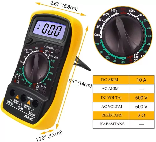 XL830L Dijital Multimetre Led Ekranlı Avometre Mini Ölçü Aleti