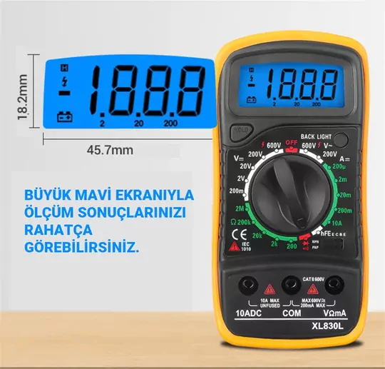 XL830L Dijital Multimetre Led Ekranlı Avometre Mini Ölçü Aleti