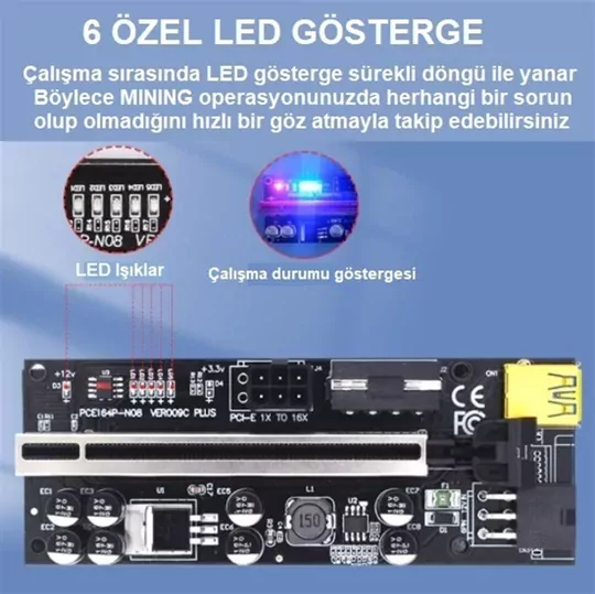 OEM Riser V009C PLUS Yükseltici PCI-Express X1 to X16 Mining Ethe OEM Riser V009C PLUS Yükseltici PCI-Express X1 to X16 Mining Ethe