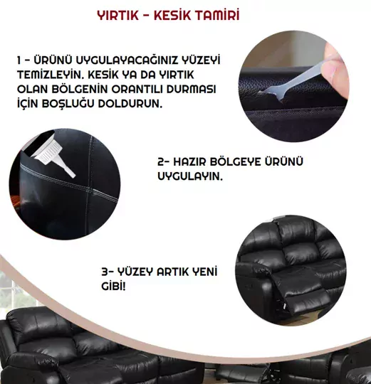 20ML Deri Tamir Bakım Onarım Jeli Koltuk Çatlak Yırtık Oyuk Jeli