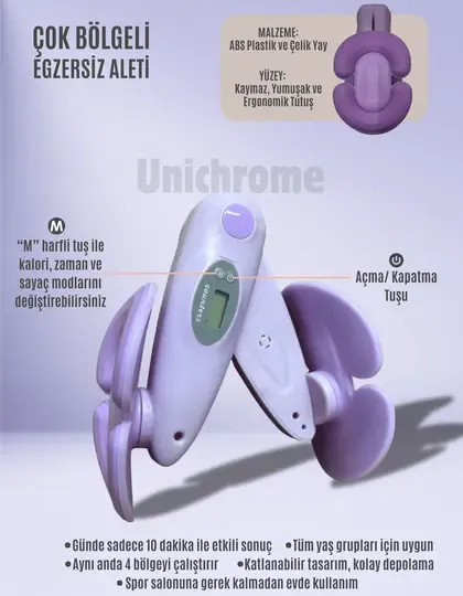 İç Bacak Egzersiz Aleti Kegel Pelvik Kas Cihazı Kalça Kol Sıkılaştırıcı Sayaçlı Kalori Ölçer Mor