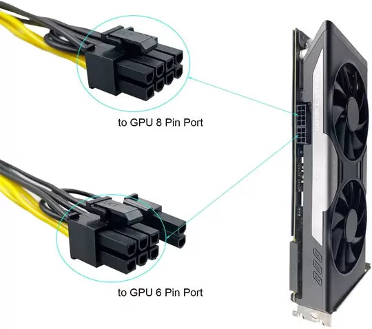 30cm 6 Pin PCI-E to 8 Pin PCI-E Ekran Kartı Power Çevirici Kablo