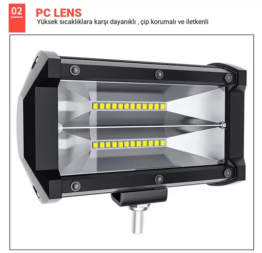 DC 9-30V Su Geçirmez Çift Sıra 24 LED Off Road Spot Lambası 72W DC 9-30V Su Geçirmez Çift Sıra 24 LED Off Road Spot Lambası 72W