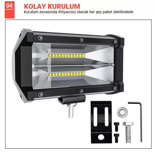 DC 9-30V Su Geçirmez Çift Sıra 24 LED Off Road Spot Lambası 72W DC 9-30V Su Geçirmez Çift Sıra 24 LED Off Road Spot Lambası 72W