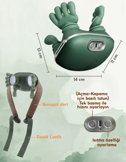 Gerçek El Hissi ile Yoğurma Yapan Isıtmalı Şarjlı Masaj Aleti Boyun Sırt Bel Bacak Kol Masajı