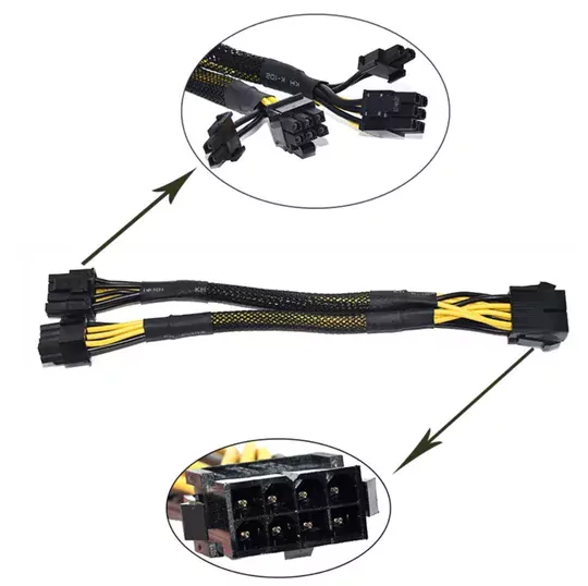 Kaplamalı 8 Pin Power Splitter PCI-E 8 (6+2)Pin Çoklayıcı Kablo Kaplamalı 8 Pin Power Splitter PCI-E 8 (6+2)Pin Çoklayıcı Kablo