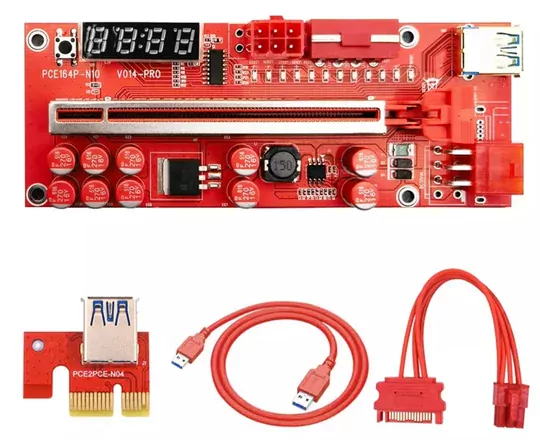 Riser V014 Pro 3 Güç Girişli Sıcaklık ve Voltaj Göstergeli Ekran Kartı Yükseltici PCI-E x16