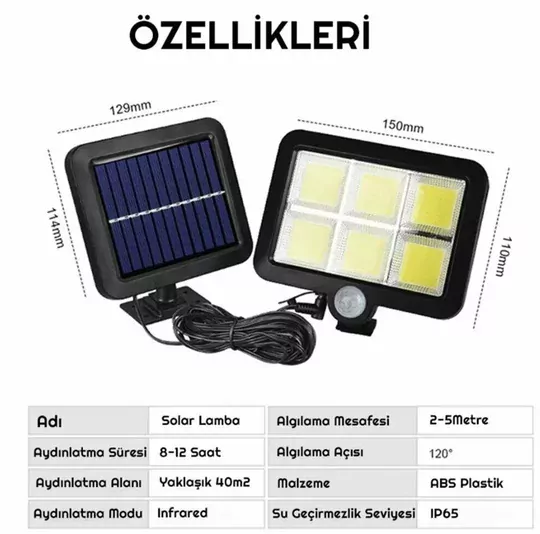 120 COB LED Solar Panel Güneş Enerjili 3 MOD Duvar Lambası Bahçe 120 COB LED Solar Panel Güneş Enerjili 3 MOD Duvar Lambası Bahçe
