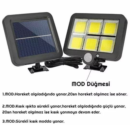 120 COB LED Solar Panel Güneş Enerjili 3 MOD Duvar Lambası Bahçe 120 COB LED Solar Panel Güneş Enerjili 3 MOD Duvar Lambası Bahçe