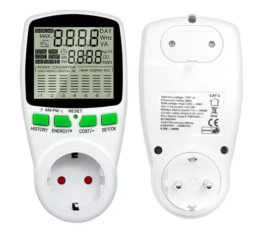 Çizelge Göstergeli Dijital Wattmetre Enerji Sarfiyat Ölçer Tüketim Ölçer 220V Priz