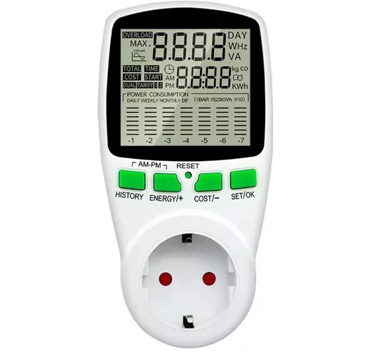 Çizelge Göstergeli Dijital Wattmetre Enerji Sarfiyat Ölçer Tüketim Ölçer 220V Priz
