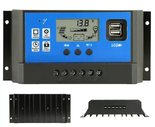 40A Solar Güneş Paneli Akü Şarj Kontrol Cihazı PWM 12v-24v Çift USB