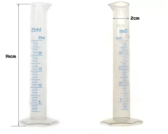 25ml ml Uzun Form Silindir Plastik Polipropilen Mezür Kabartma