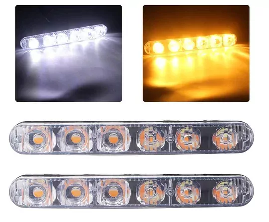 12V DRL Su Geçirmez 6 LED Dönüş Sinyalli Çift Renk Gündüz Ledi 12W
