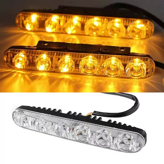 12V DRL Su Geçirmez 6 LED Dönüş Sinyalli Çift Renk Gündüz Ledi 12W 12V DRL Su Geçirmez 6 LED Dönüş Sinyalli Çift Renk Gündüz Ledi 12W