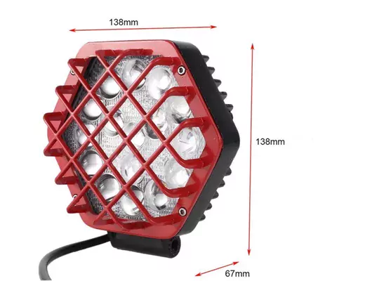 48w Altıgen Kafesli Kırımızı 16 LED Off Road Tekne Çalışma Lambası