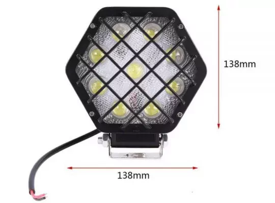 48w Altıgen Kafesli Siyah 16 LED Off Road Tekne Çalışma Lambası