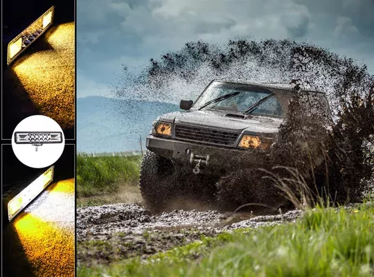 48W Turuncu Beyaz Turuncu 16LED Off Road Tekne Çalışma Lambası