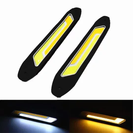 26cm DRL Gündüz Ledi Elastik Su Geçirmez Sinyalli Gündüz Farı Sarı-Beyaz