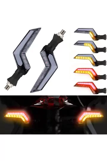Sarı-kırmızı Renk Motosiklet Sinyal Ledi Takımı Kayar Drl Sinyal Işığı Uyumlu Sarı-kırmızı Renk Motosiklet Sinyal Ledi Takımı Kayar Drl Sinyal Işığı Uyumlu