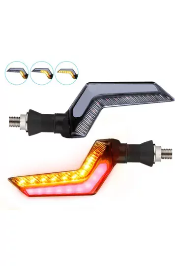 Sarı-kırmızı Renk Motosiklet Sinyal Ledi Takımı Kayar Drl Sinyal Işığı Uyumlu Sarı-kırmızı Renk Motosiklet Sinyal Ledi Takımı Kayar Drl Sinyal Işığı Uyumlu