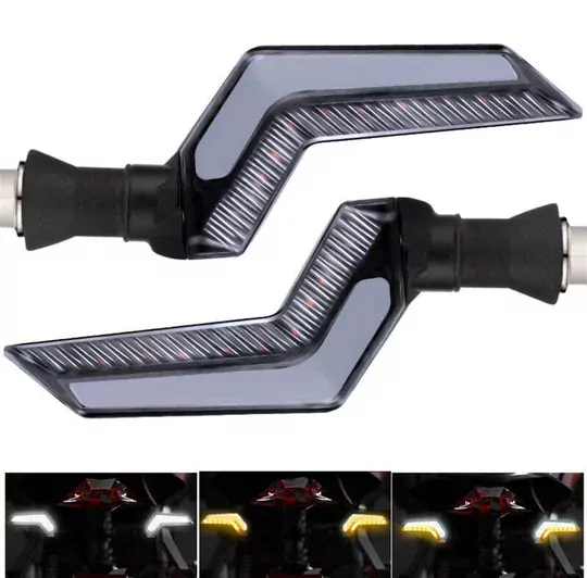 Sarı-Beyaz Renk Motosiklet Sinyal Ledi Takımı Kayar DRL Sinyal Işığı Sarı-Beyaz Renk Motosiklet Sinyal Ledi Takımı Kayar DRL Sinyal Işığı