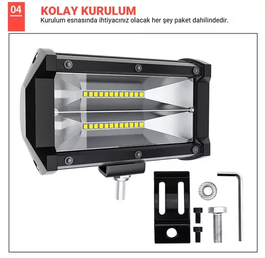 DC 12-24V Su Geçirmez Çift Sıra 24 LED Off Road Spot Lambası 72W