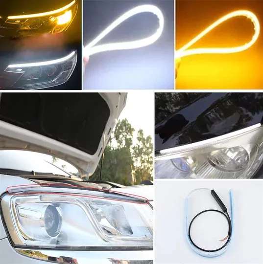 COB Işık Ultra İnce Araba DRL 60cm Gündüz Ledi Dönüş Sinyali