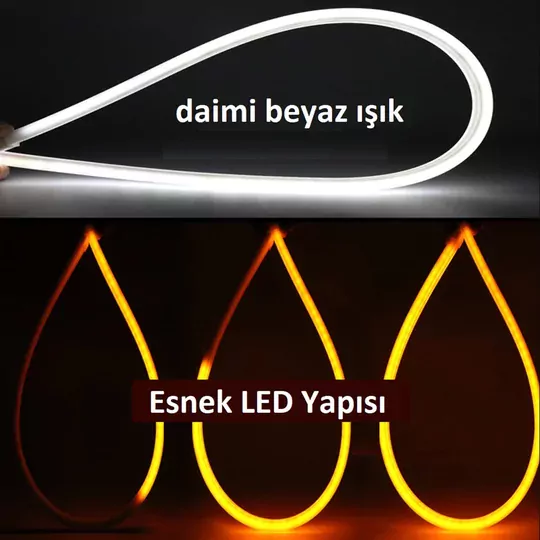 COB Işık Ultra İnce Araba DRL 60cm Gündüz Ledi Dönüş Sinyali