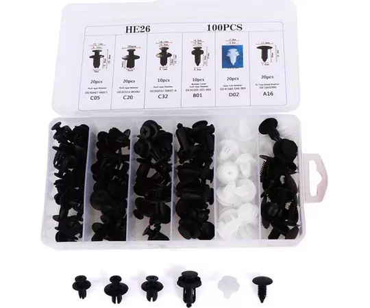 6 Boyutu 100 Adet Oto Fastener Klip Tampon Kapı Pervazı Tutucu Raptiye Seti