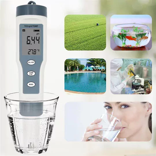 TDS 3 in 1 Ph Sıcaklık Tds Ölçer LED'li Sıcaklık Göstergeli Su Test Cihazı