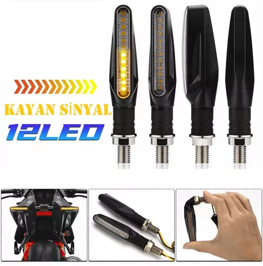 12 Led Motosiklet Sinyal Takımı Sarı Renk Kayar DRL Sinyal Farı Seti 12 Led Motosiklet Sinyal Takımı Sarı Renk Kayar DRL Sinyal Farı Seti