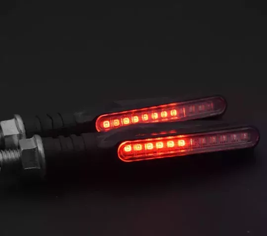 12 Led Motosiklet Sinyal Takımı Kırmızı Renk Kayar DRL Sinyal Farı Seti