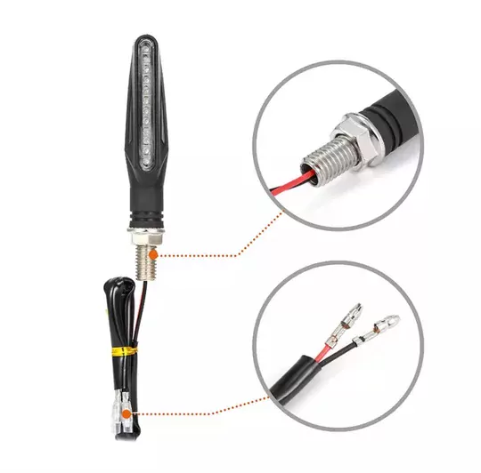 12 Led Motosiklet Sinyal Takımı Kırmızı Renk Kayar DRL Sinyal Farı Seti