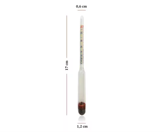 17cm Kısa Form Alkol-Metre Dansimetre 0-100 Derece Alkol Oranı