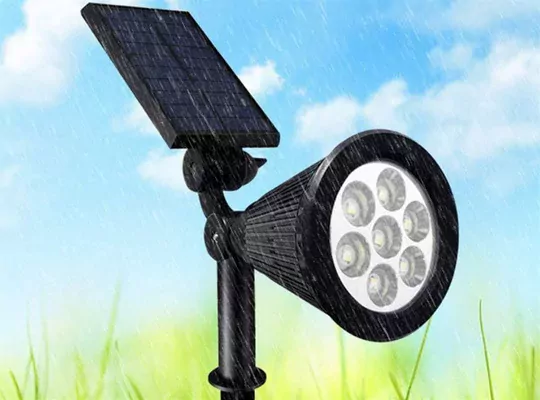 Çok Renkli 7 LED'li Solar Güneş Enerjili Kazıklı Bahçe Çim Duvar Armatürü 7W Aydınlatma