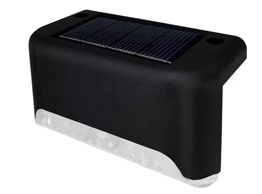 Solar Güneş Enerjili Şarj Edilen Köşebent Merdiven Veranda Bahçe Led Lamba Siyah