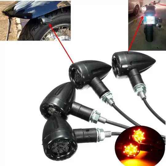4 Modlu Oval Motosiklet Sinyal Ledi ve Stop Lambası  Sarı-Kırmızı