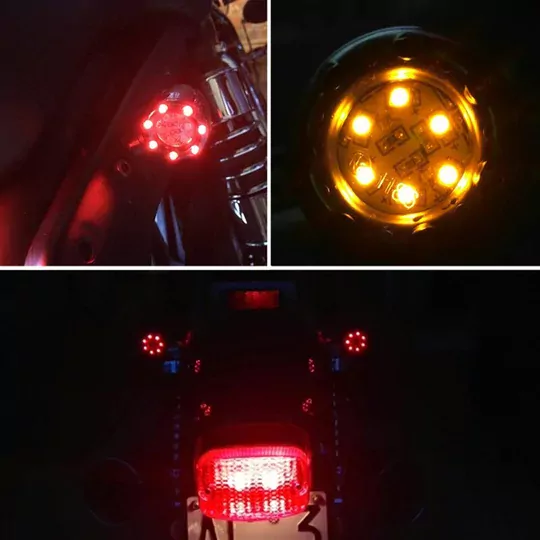 4 Modlu Oval Motosiklet Sinyal Ledi ve Stop Lambası  Sarı-Kırmızı
