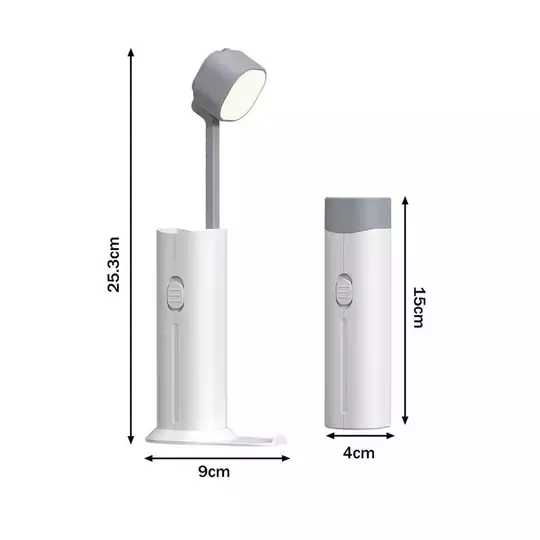 4in1 4500mAh 3 Kademe Işıklı Şarj Edilebilir Masa Lambası Powerbank Telefon Standı Fener