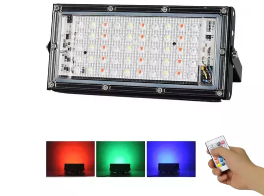 Kumandalı Led Projektör 50w Dış Mekan Reflektör Spot Led Dış Mekan Aydınlatma Paneli