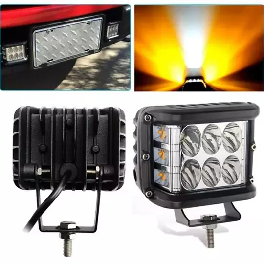 3 Mod Beyaz Turuncu Flaşlı 45W 12 LED Off Road Lambası Delici Yayıcı Motosiklet Sis Farı